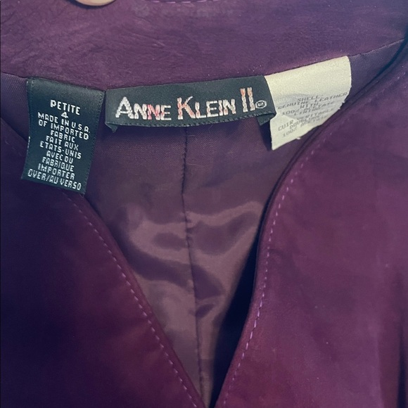 Anne Klein II Y2K mulberry suede snap front vest top petite 4 - Picture 2 of 11